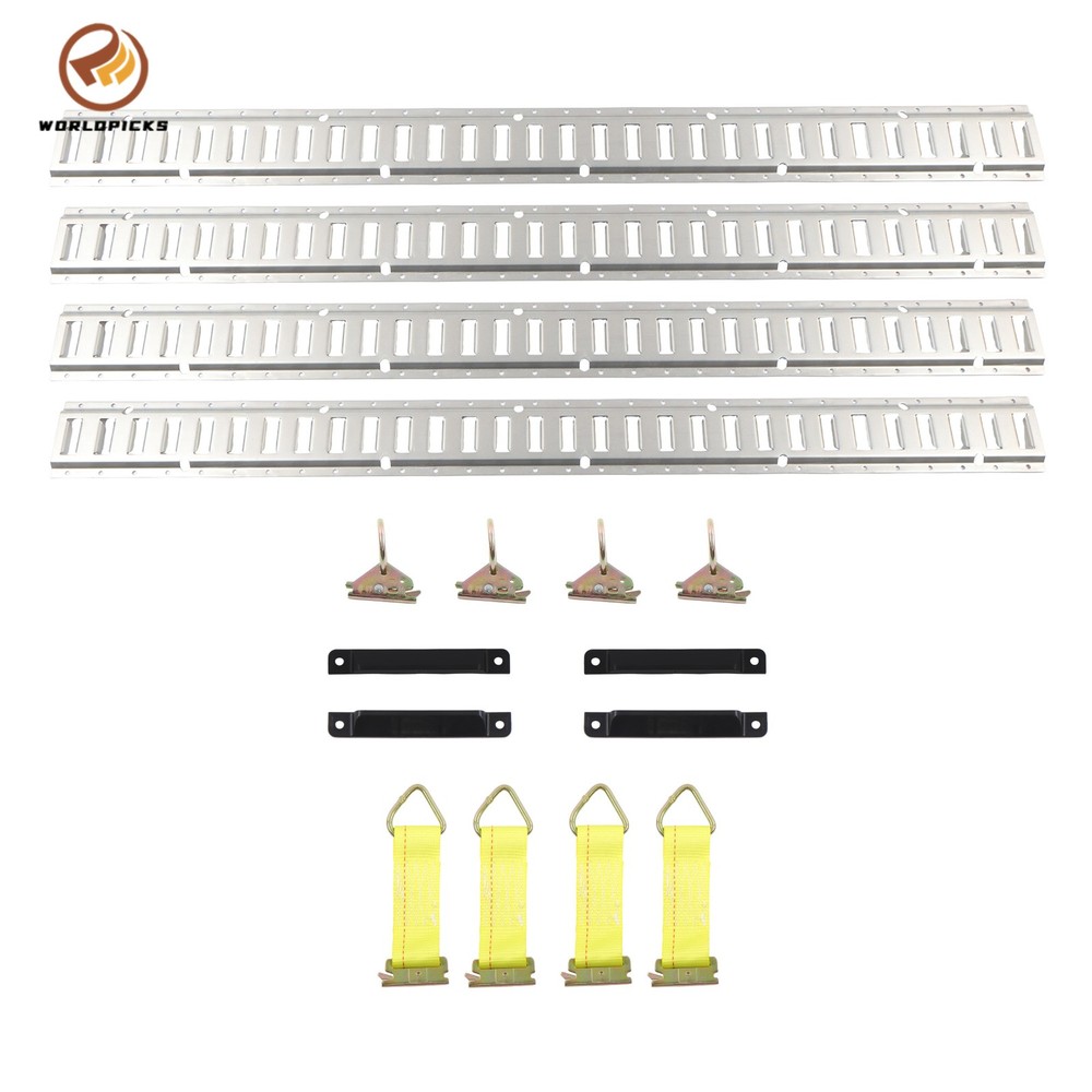 5' E-Track Kit Rails Silver Galvanized 16 Pack Heavy Duty Tie Down System Steel