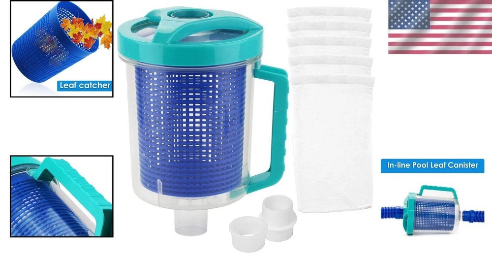 Pool Leaf Catcher Canister with Mesh Basket & Skimmer Socks