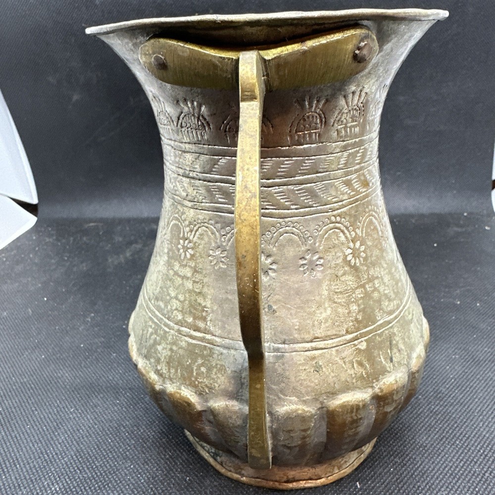 Tinned Copper, Brass, Cup, Mug Hammered Decoration,