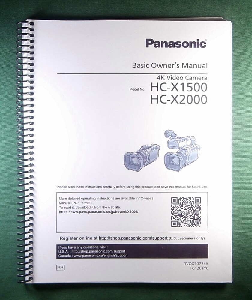 Panasonic HC-X1500 / HC-X2000 Basic Instruction Manual: With Protective Covers