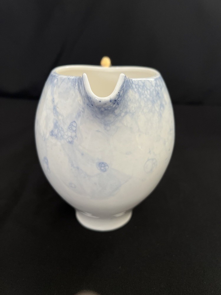 Anthropologie Eleodora Pitcher Blue & White Gold Handle