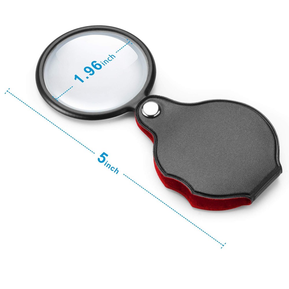 2 Pack 10X Small Magnifying Glasses Pocket Magnifier for Reading Close Work