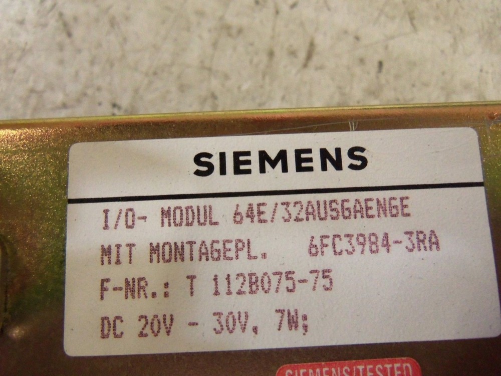 SIEMENS 6FC3984-3RA I/O MODULE UNMP