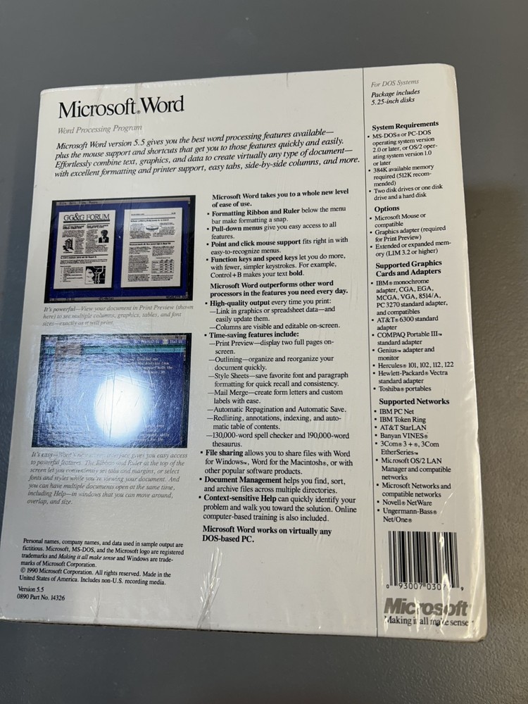 Microsoft Word Vrs 5.5 *NIB Unopened!*