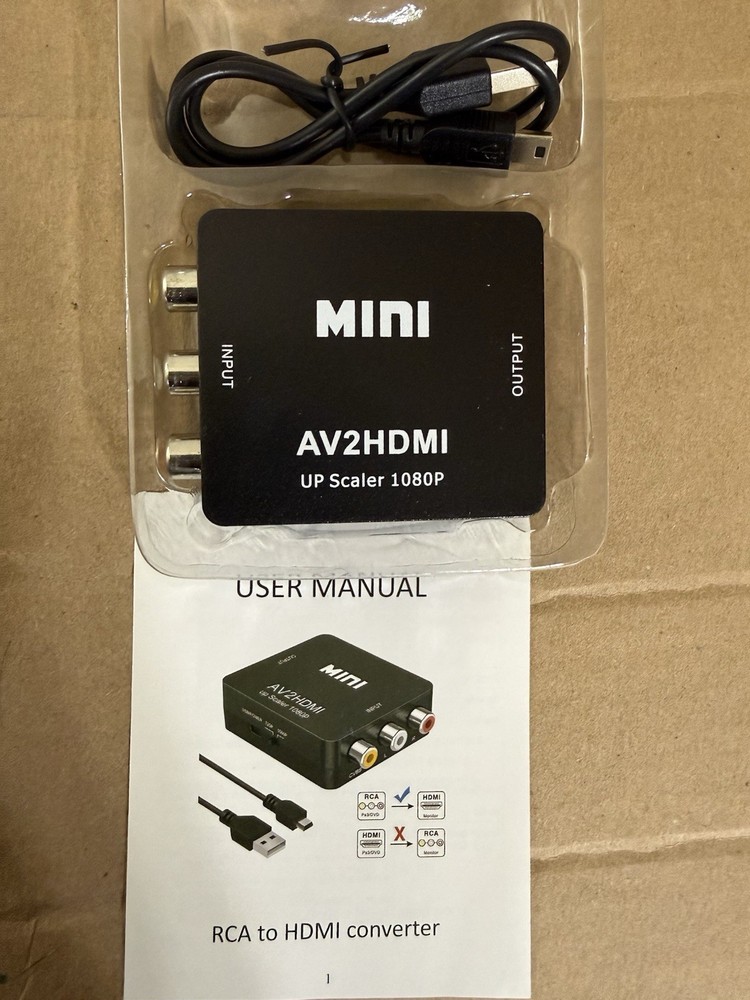 Mini AV2 HDMI Up Scaler 1080p Black New