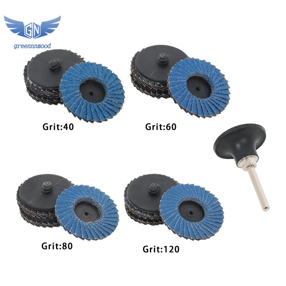 20PCS Mixed Curved Flap Disc 2" Roll Lock Quick Change Sanding Discs 40-120 Grit