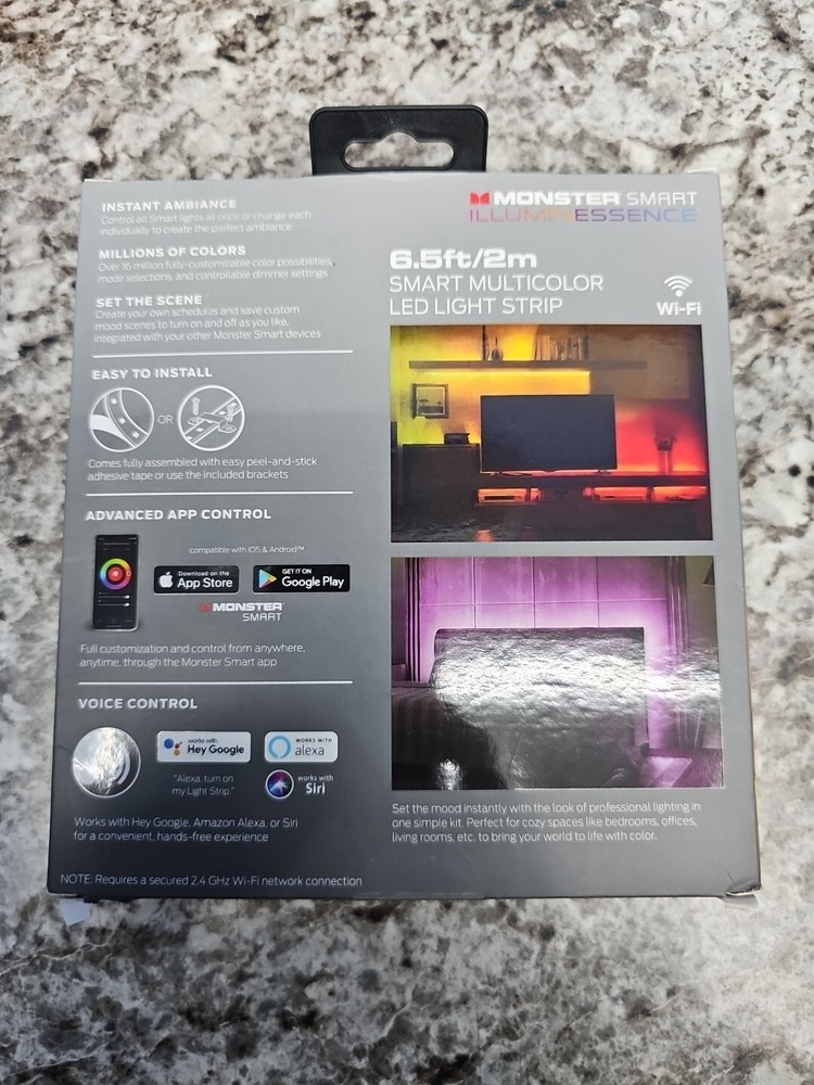 Monster Smart Illuminessence 6.5Ft Multicolor LED Light App WIFI Control