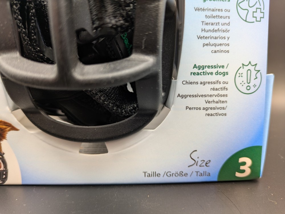 NEW Baskerville Ultra Muzzle Dog Comfortable Plastic Mesh Basket Black Size 3/M