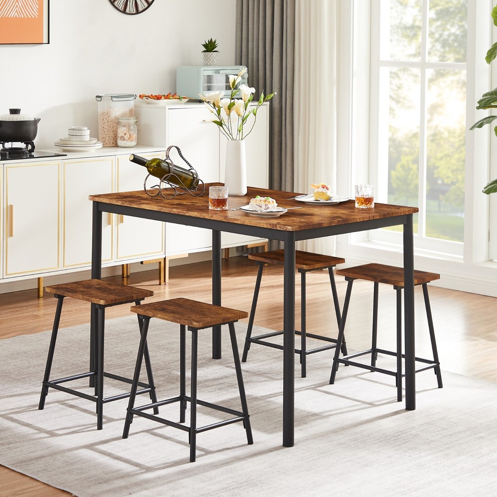 Set of 5 Dining Table & Chairs Set Pub Dinette Kitchen Dining Room Space-Saving
