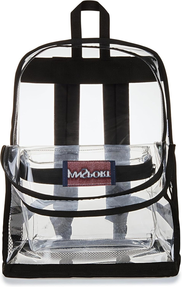 Clear Pack – 25.5L Transparent Backpack, Large Main Compartment, Side Water Bott