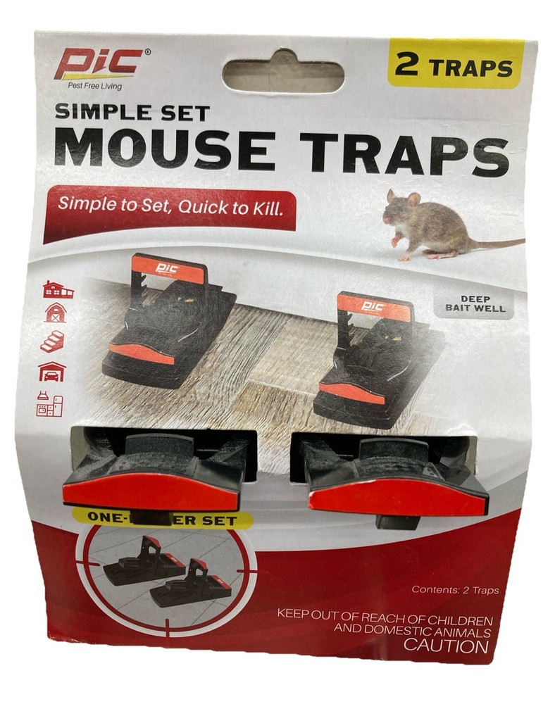 PIC Corporation PMT-2 Plastic Mouse Trap Reusable Simple 2 Pack