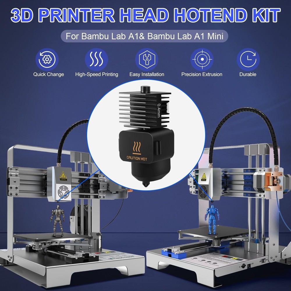 2 Pack Hotend Kit for Bambu Lab A1/A1 Mini, 3D Printer Head Hot End Upgrade H...