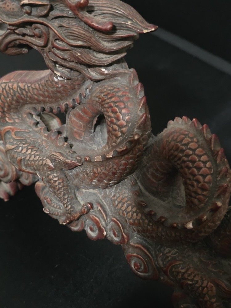 Deep Red Heavy Dragon Statue