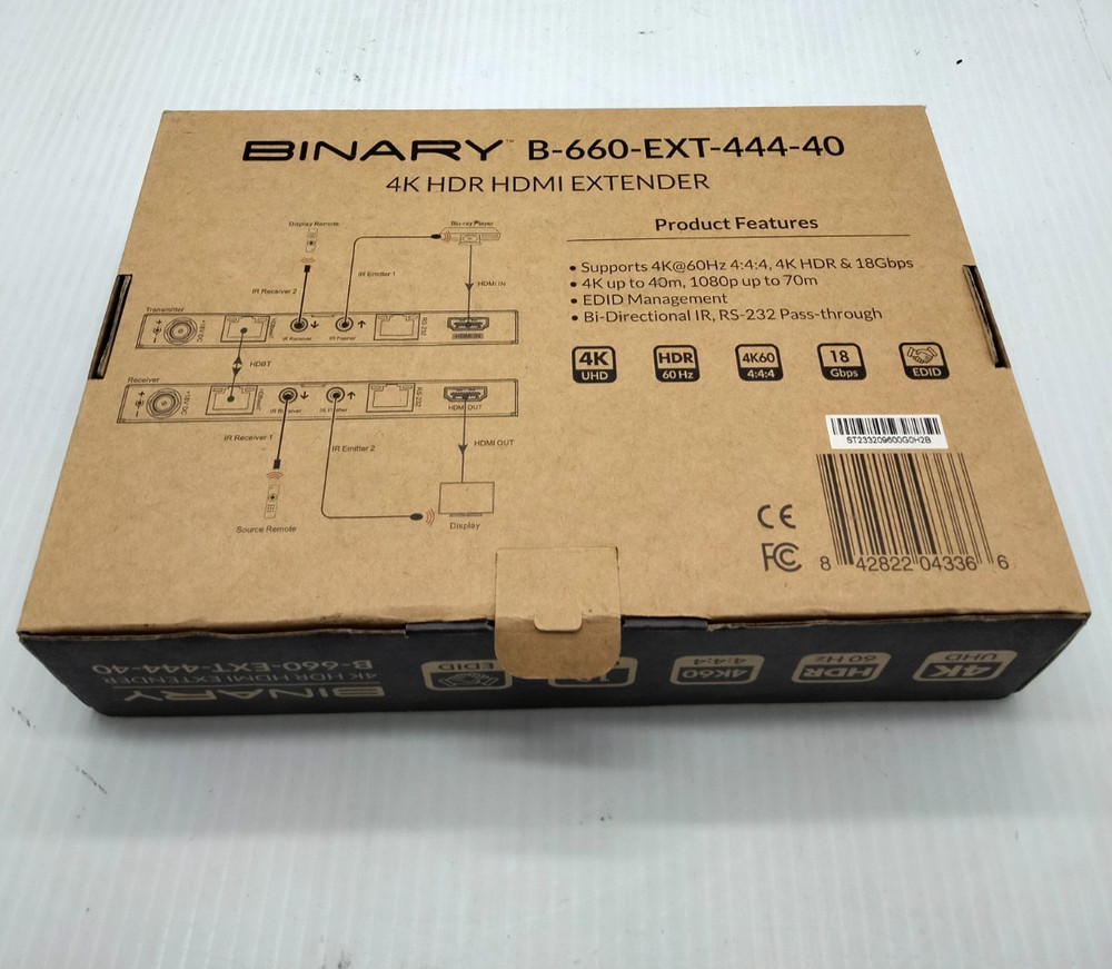 Binary 4k HDR HDMI Extender B-660-EXT-444-40