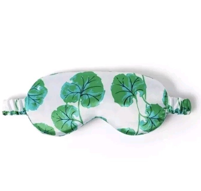 Diane Von Furstenberg Sleep Mask with Green Philodendron Leaves Pattern