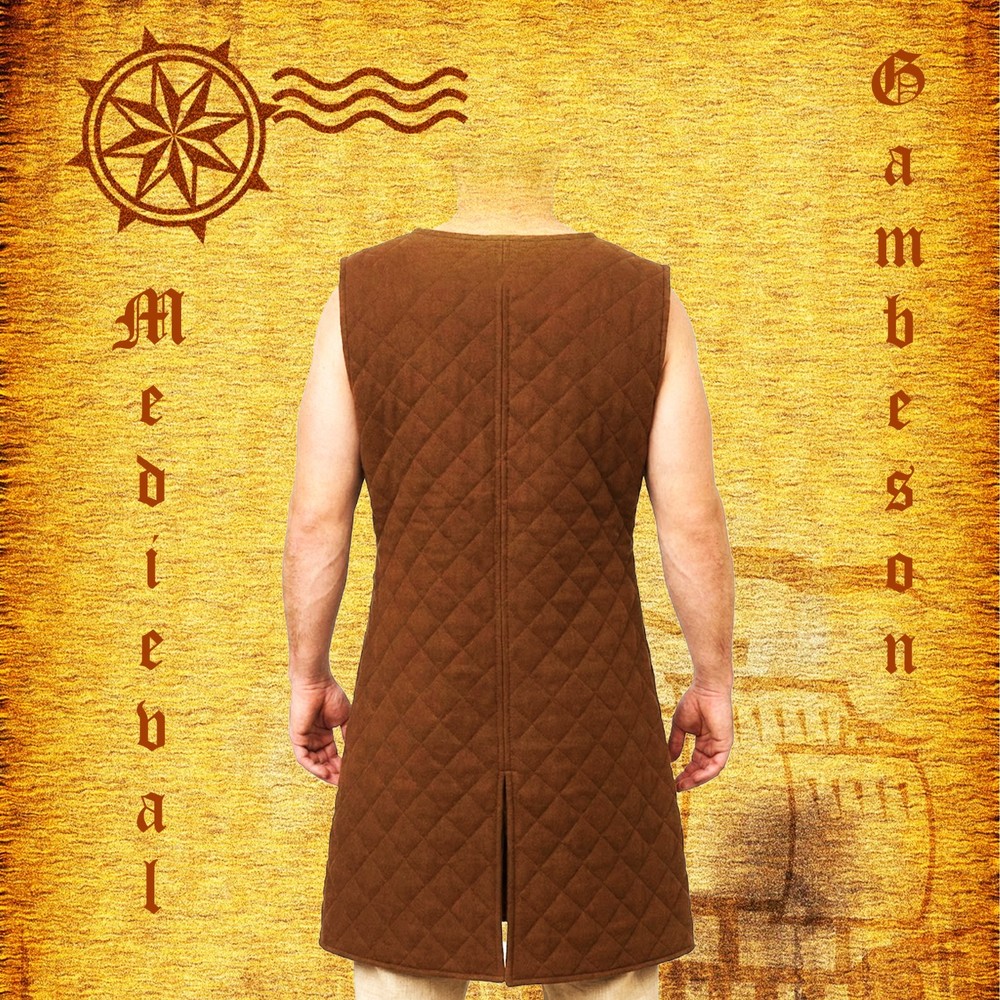 Medieval Sleeveless Bright Orange with Diamond Pattern Stiching