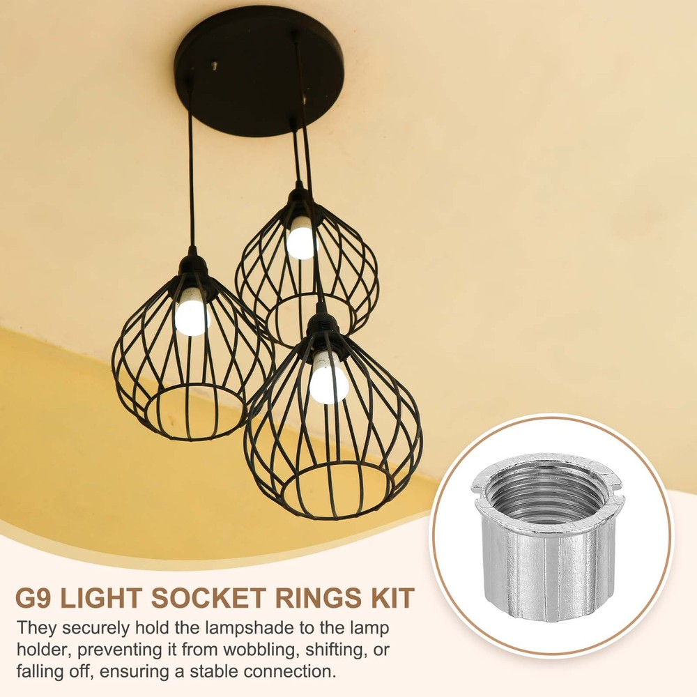 4 Pcs G9 Light Socket Rings Metal for 3/4in Thread Diameter 1.06in OD G9 Socket