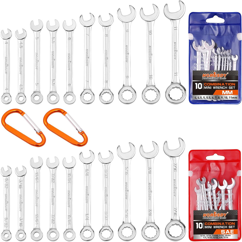 20-Piece Mini Set, Small Set, Metric and SAE Mini Combination Sets