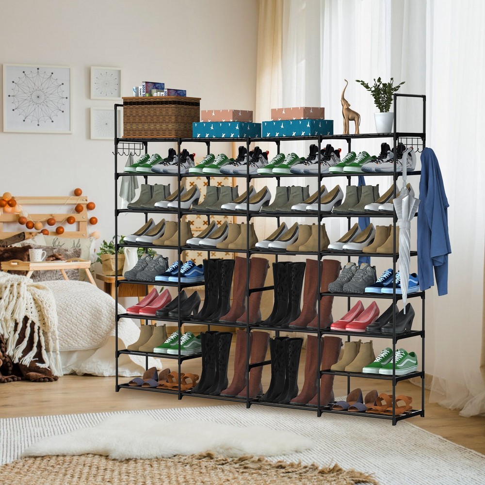8-Tier Metal Shoe Rack Shelf Adjustable Entryway Stackable Storage Organizer