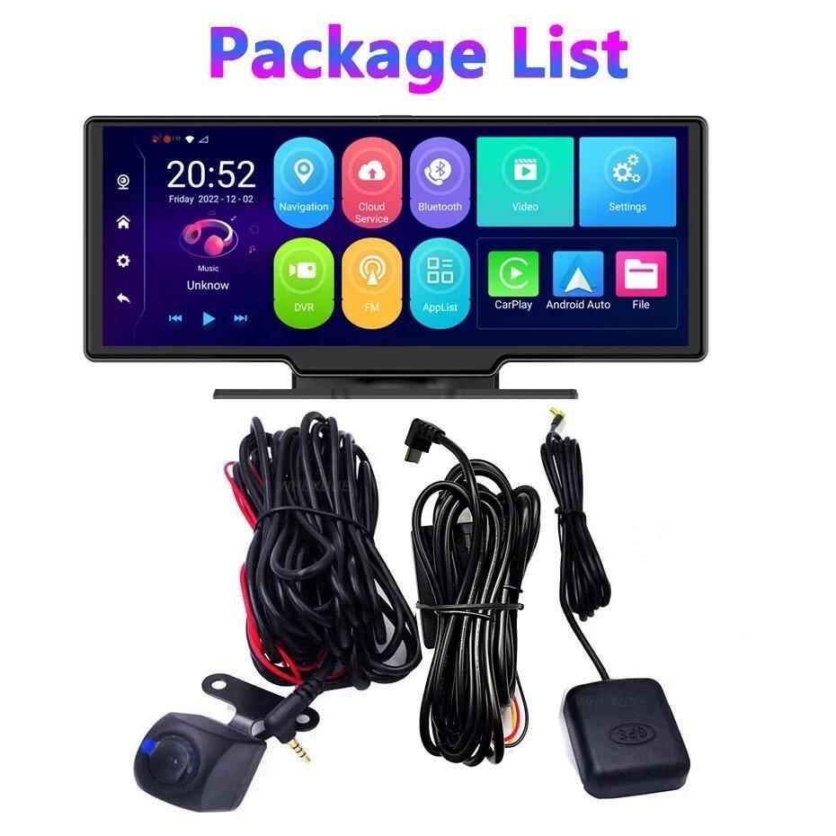 Car Dashboard Carplay&Android Auto Dash Camera Android 10 Rearview Mirror DVR