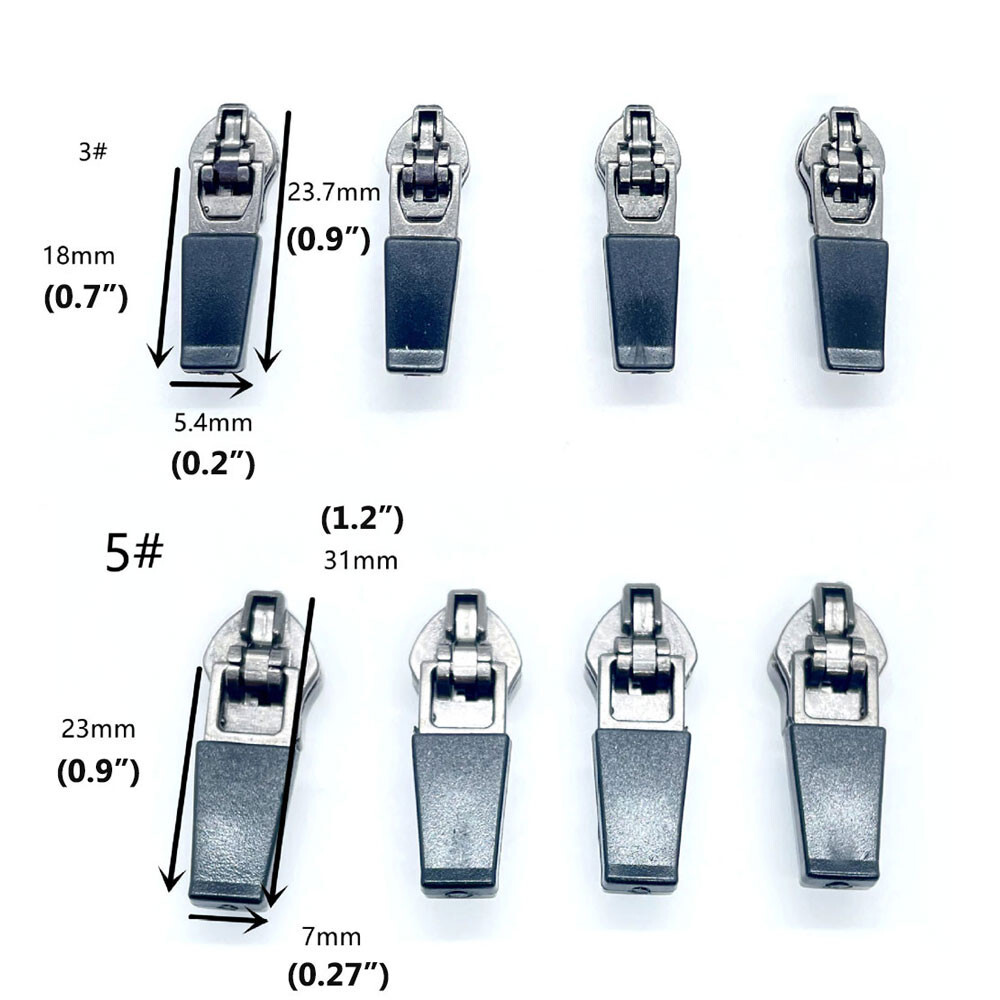 20pcs 3# 5# Nylon Zipper Slider Reverse Pull Head Installation Invisible for Bag
