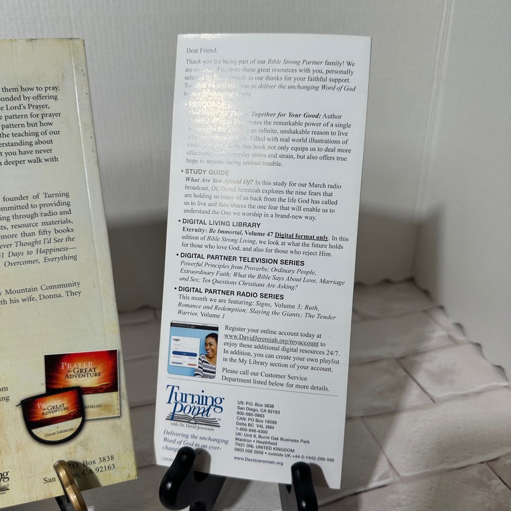 David Jeremiah Prayer The Great Adventure Study Guide Book, pamphlet, & Bookmark