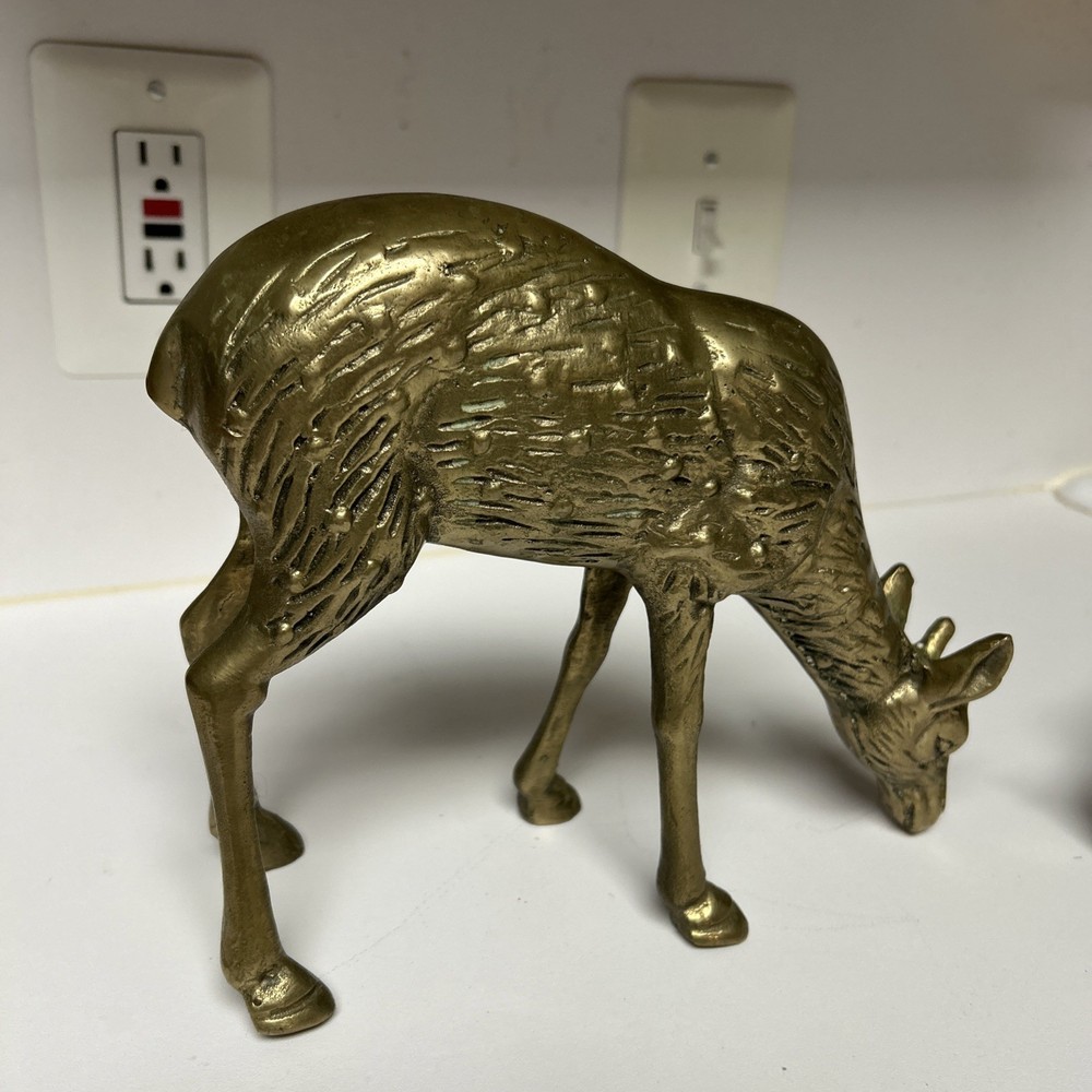 3 Brass Deer figurines 7.5" 4" 4"