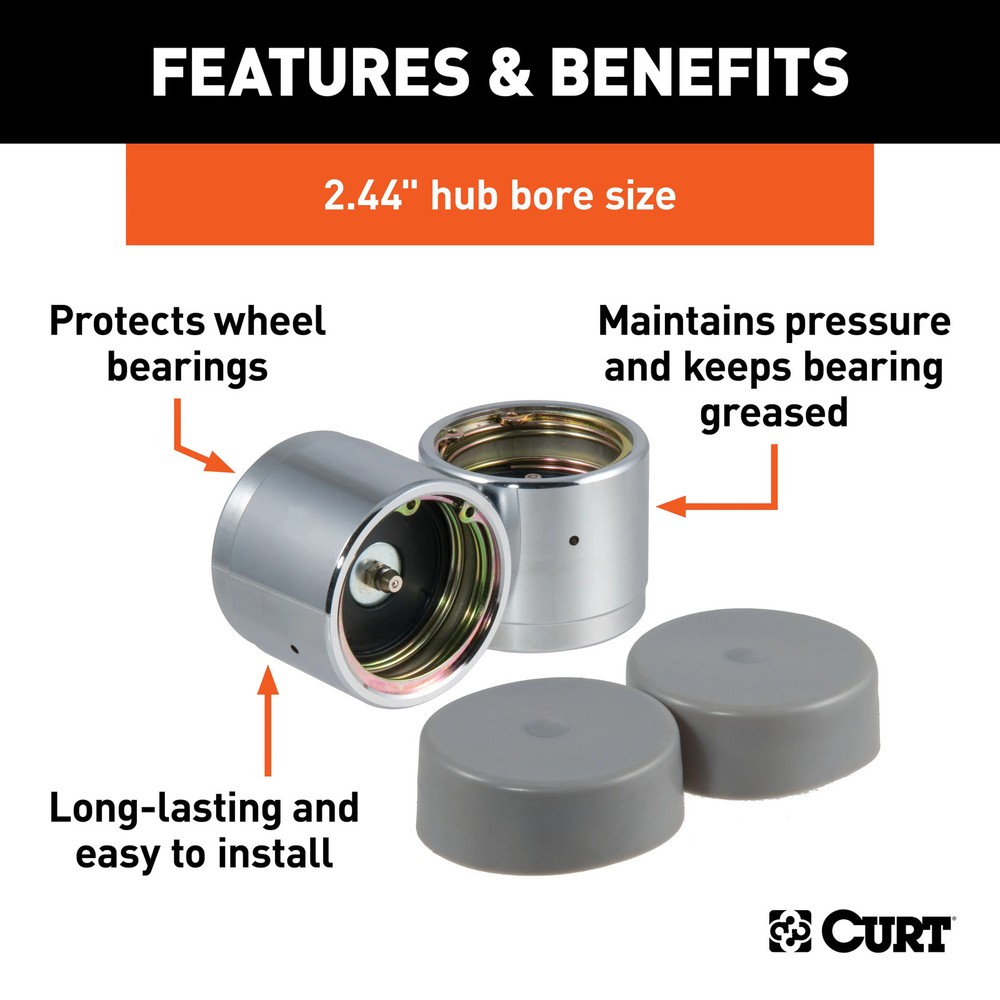 Curt-2.44" Bearing Protectors & Covers (2-Pack)