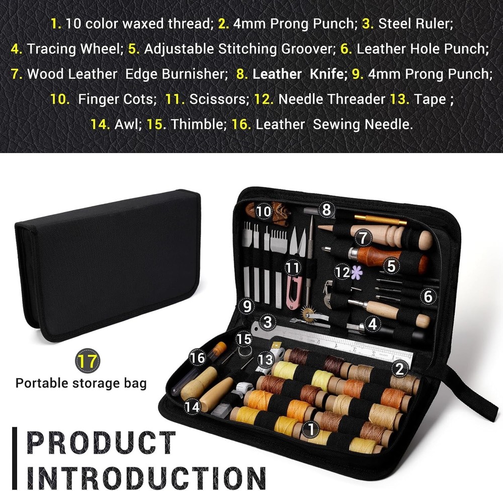 SOCNITC Leather Working Tools, Professional Sewing Set, Craft Kit,...