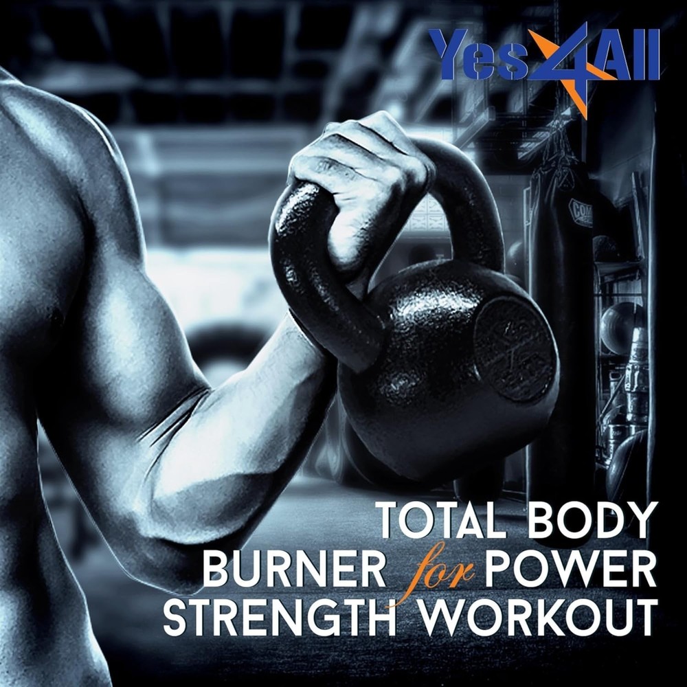 5-80 lb Solid Cast Iron Kettlebell Set for Full Body Strength Training Workouts