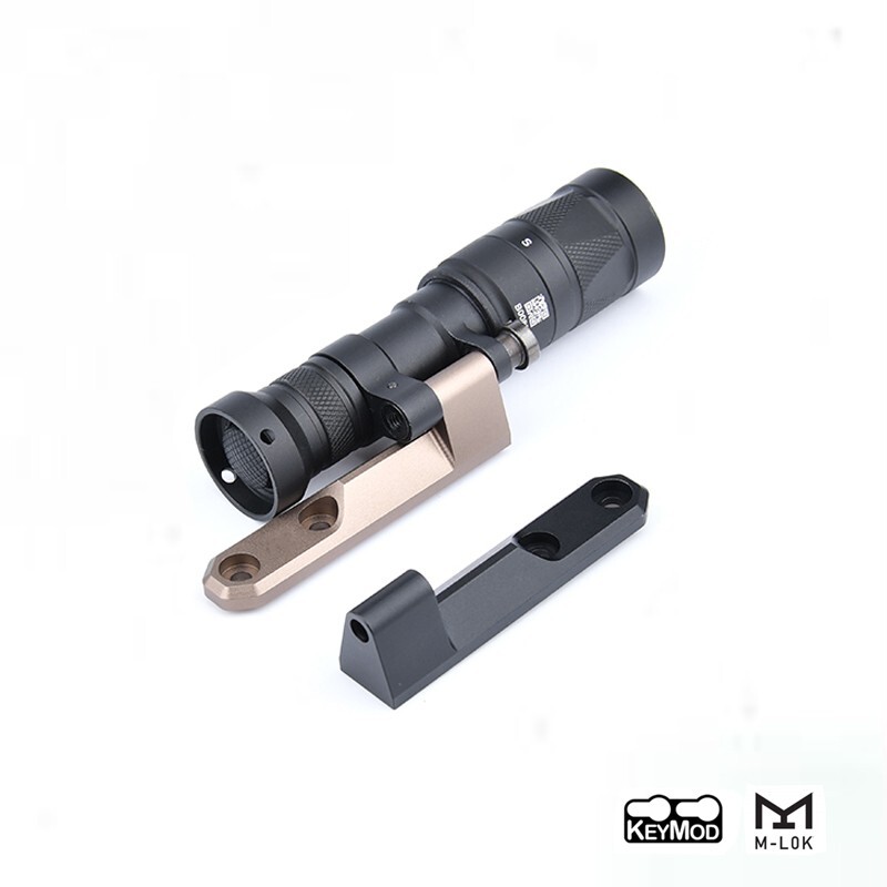 Tactical M640 M340 Flashlight Offset Mount Mlok keymod Rail Base Scout Light