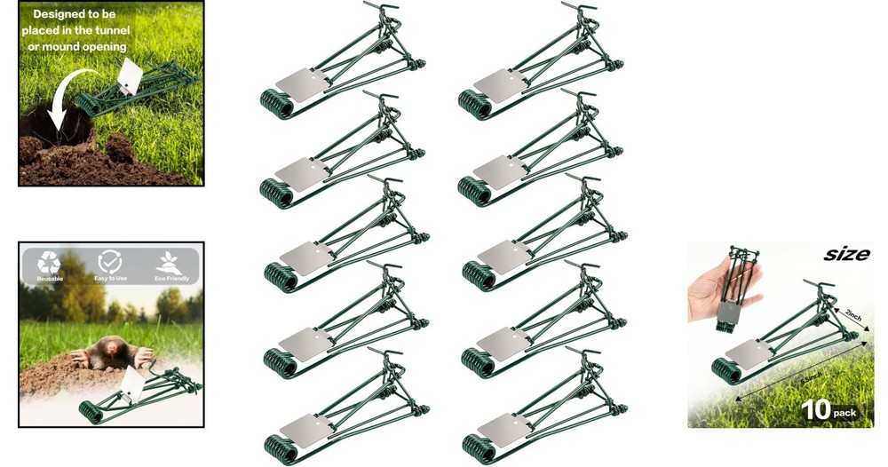 10 Pack Gopher Traps - Reusable Metal Gopher Trap, Easy Set Weather Proof Gopher
