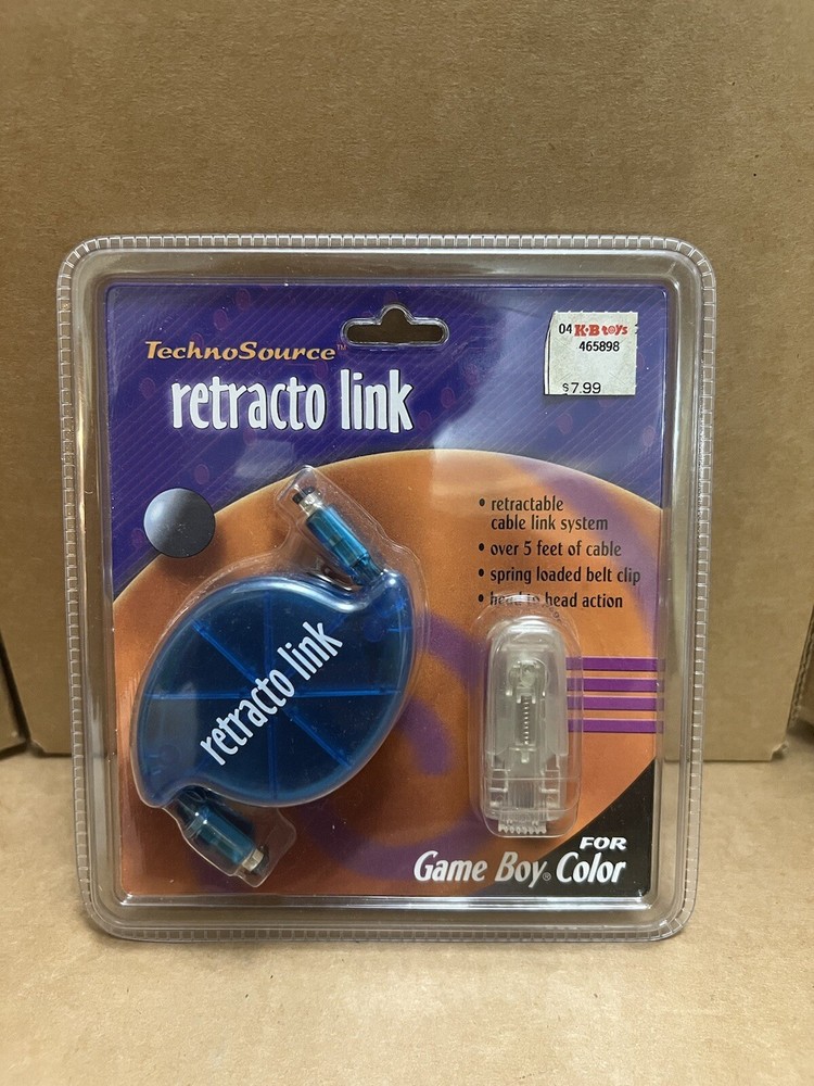 Vtg Rare New Gameboy Color Accessory TechnoSource Retracto Link Cable System