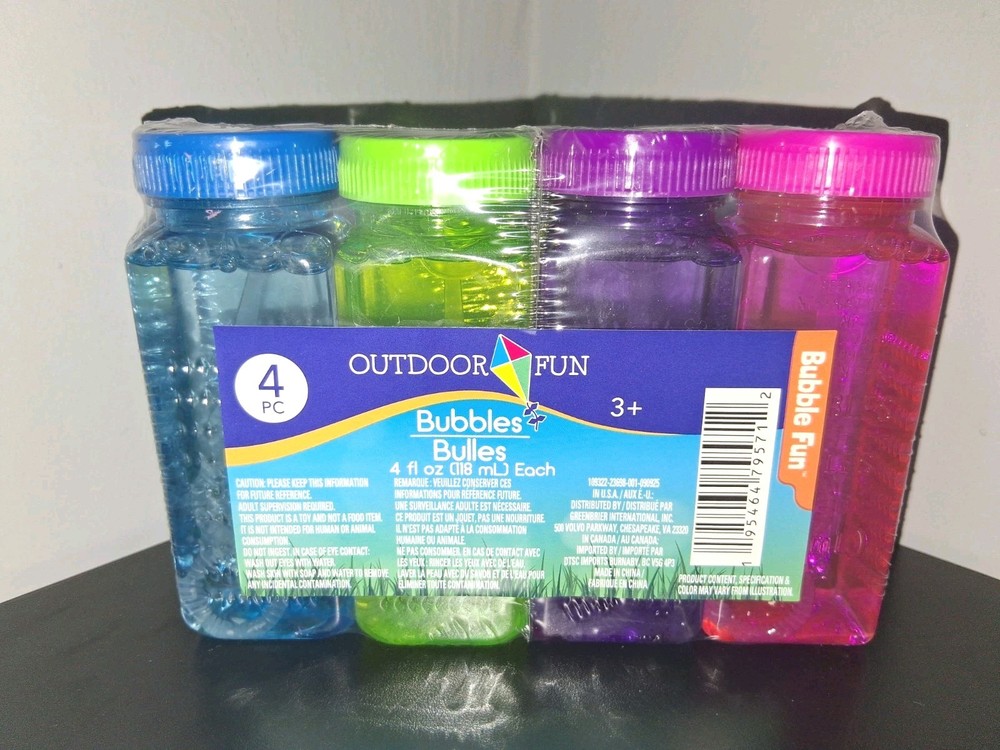 Blowing Bubbles 4 Pack Summer Spring Fun Different Colors With Wand 4 fl oz each