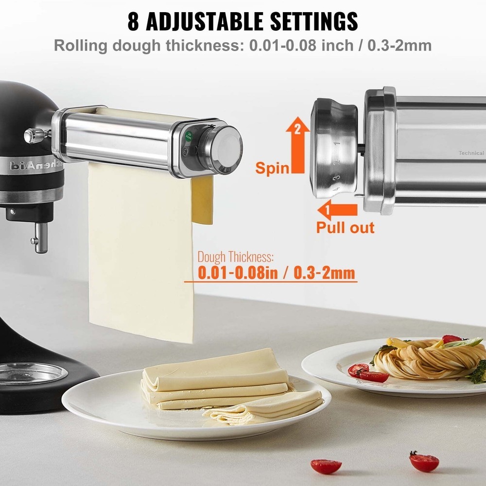 Pasta Maker Attachment Mixers Kitchen 8 Adjustable Setting Aid Stand Mixer Acces