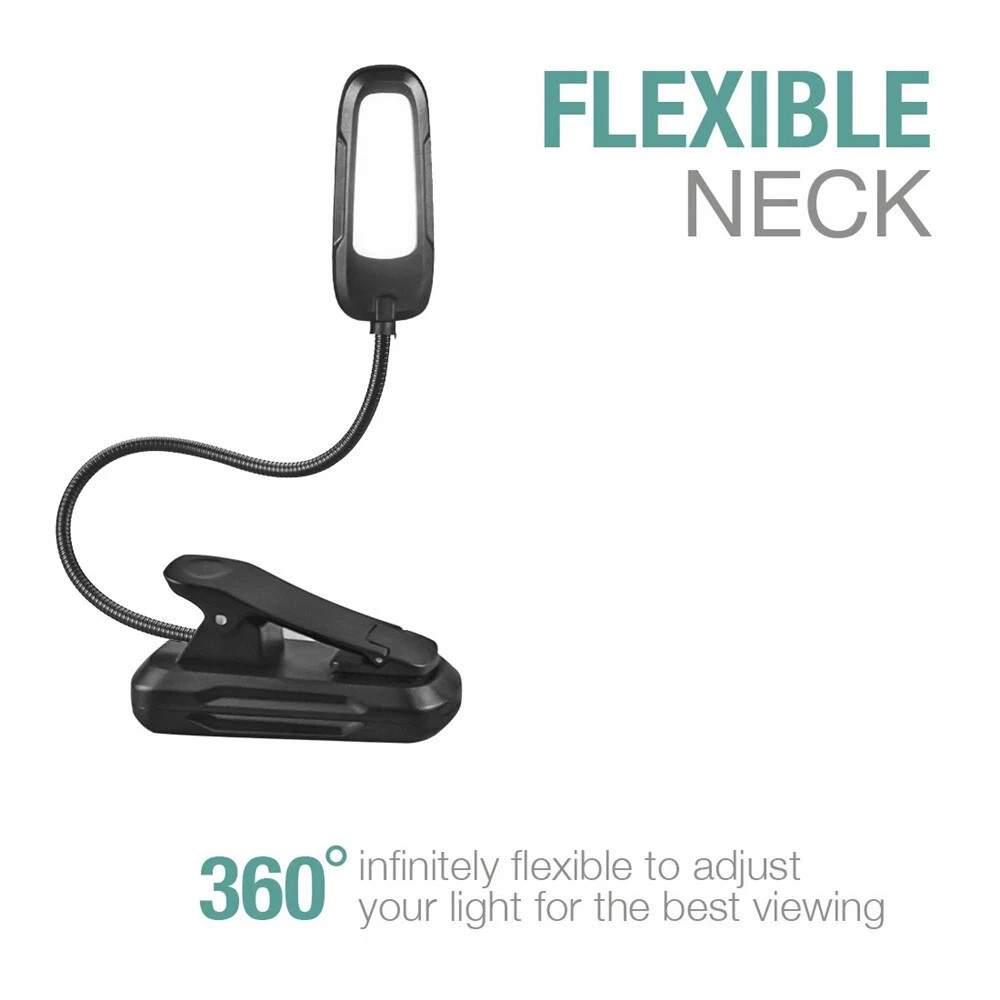 Flexible Rechargeable LED Book Light With 3 Light Modes Easy Clip Reading Lamp