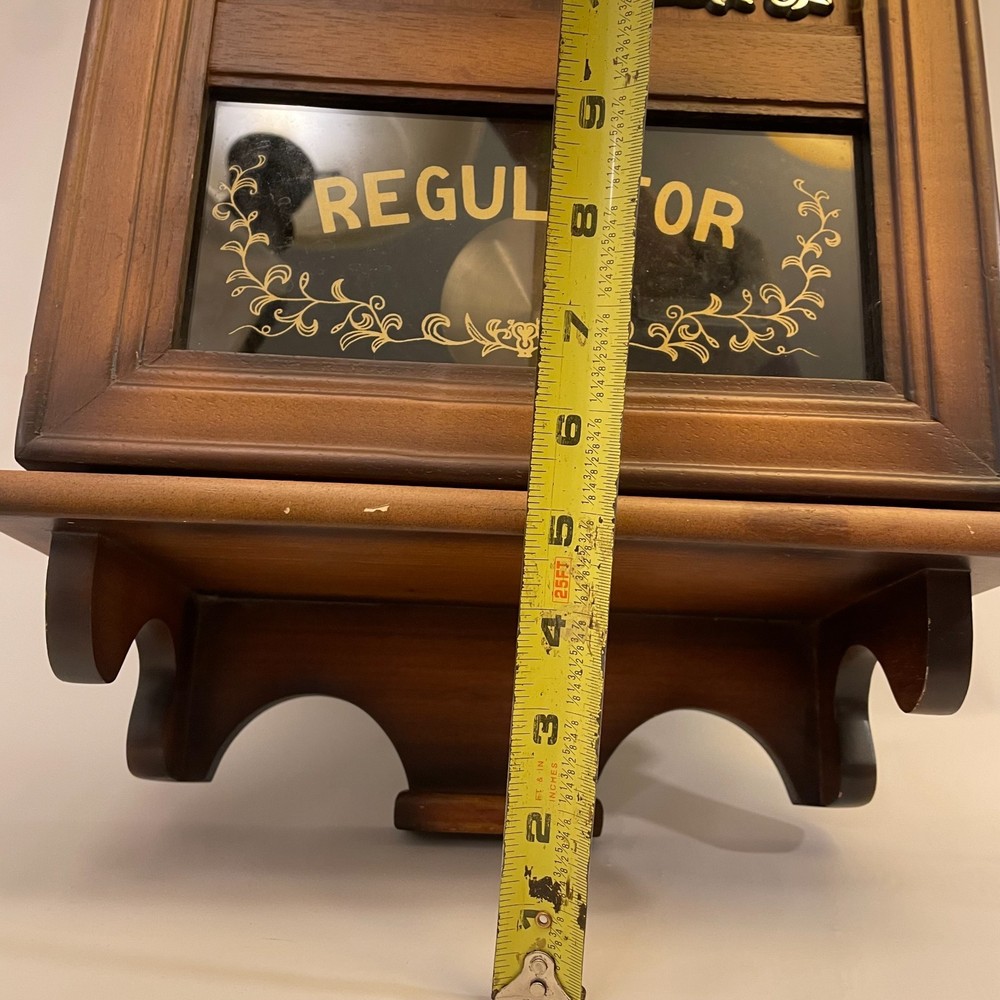 Vintage Rectangular Regulator Wooden Wall Clock with Chimes, Regal, Elegant