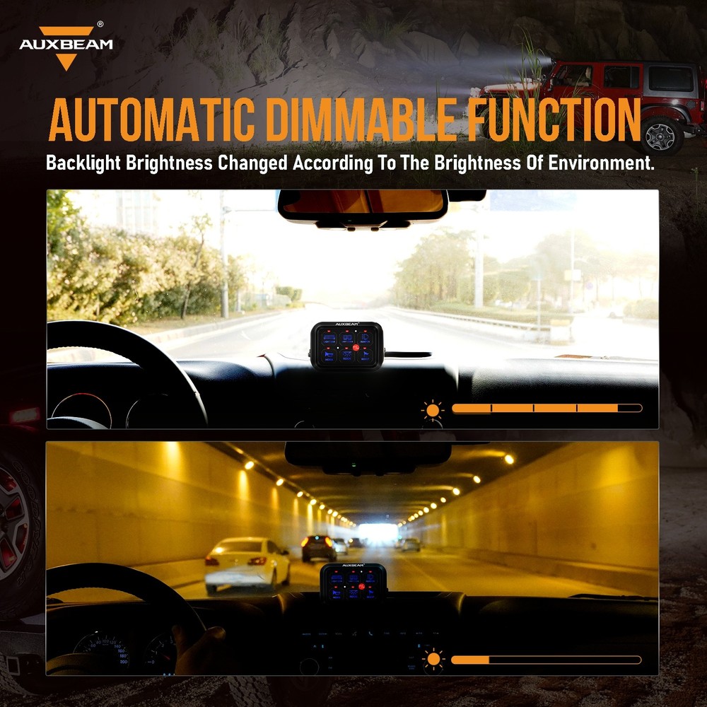 Auxbeam 6 Gang Switch Panel BC60 Universal LED Circuit Control Box Relay System