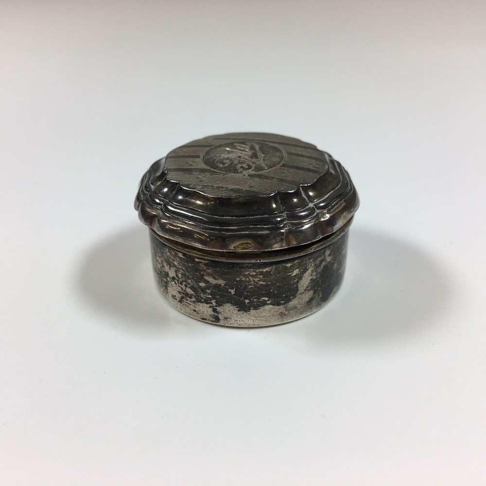 Antique German Solid Sterling Silver Pill Box “Ida” 2.5cm In Height