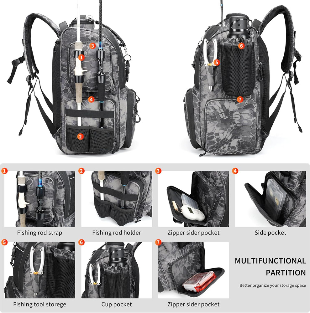 Ultimate Fishing Tackle Backpack with Rod Holders & Storage Solutions