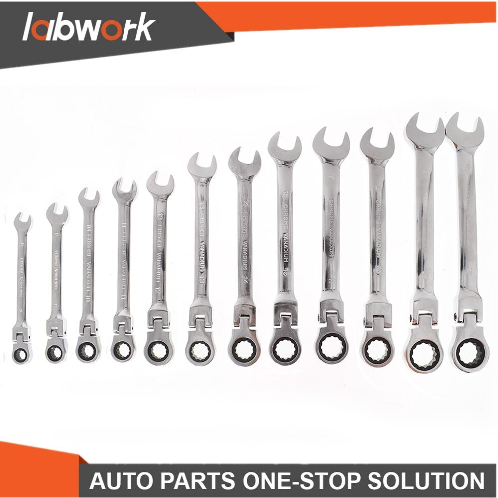Labwork 12Pcs Reversible Ratchet Wrench Ratcheting Socket Spanner Nut Tools