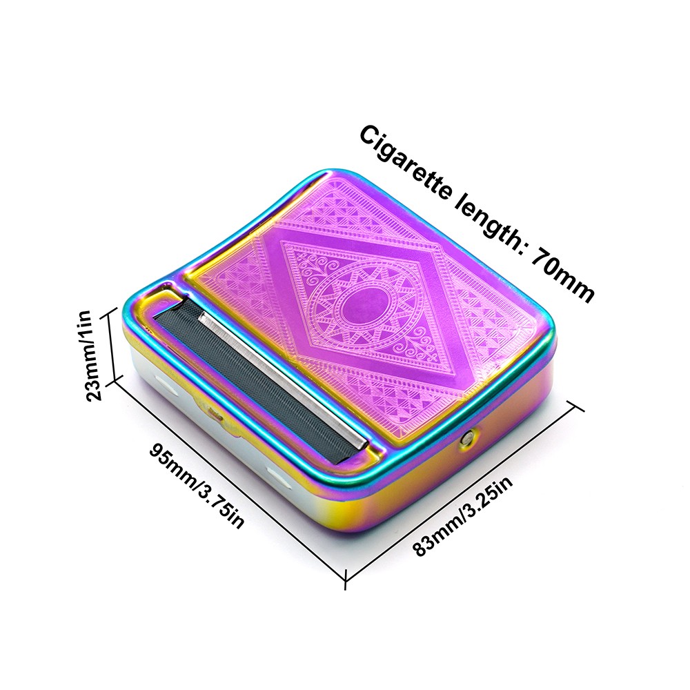 Iridescent Tobacco Rolling Machine - 70mm Cigarette Roller Case for Automatic