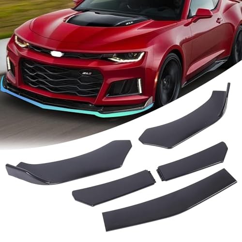 5-Section Universal Front Bumper Lip Spoiler, Gloss Black ABS Glossy Black