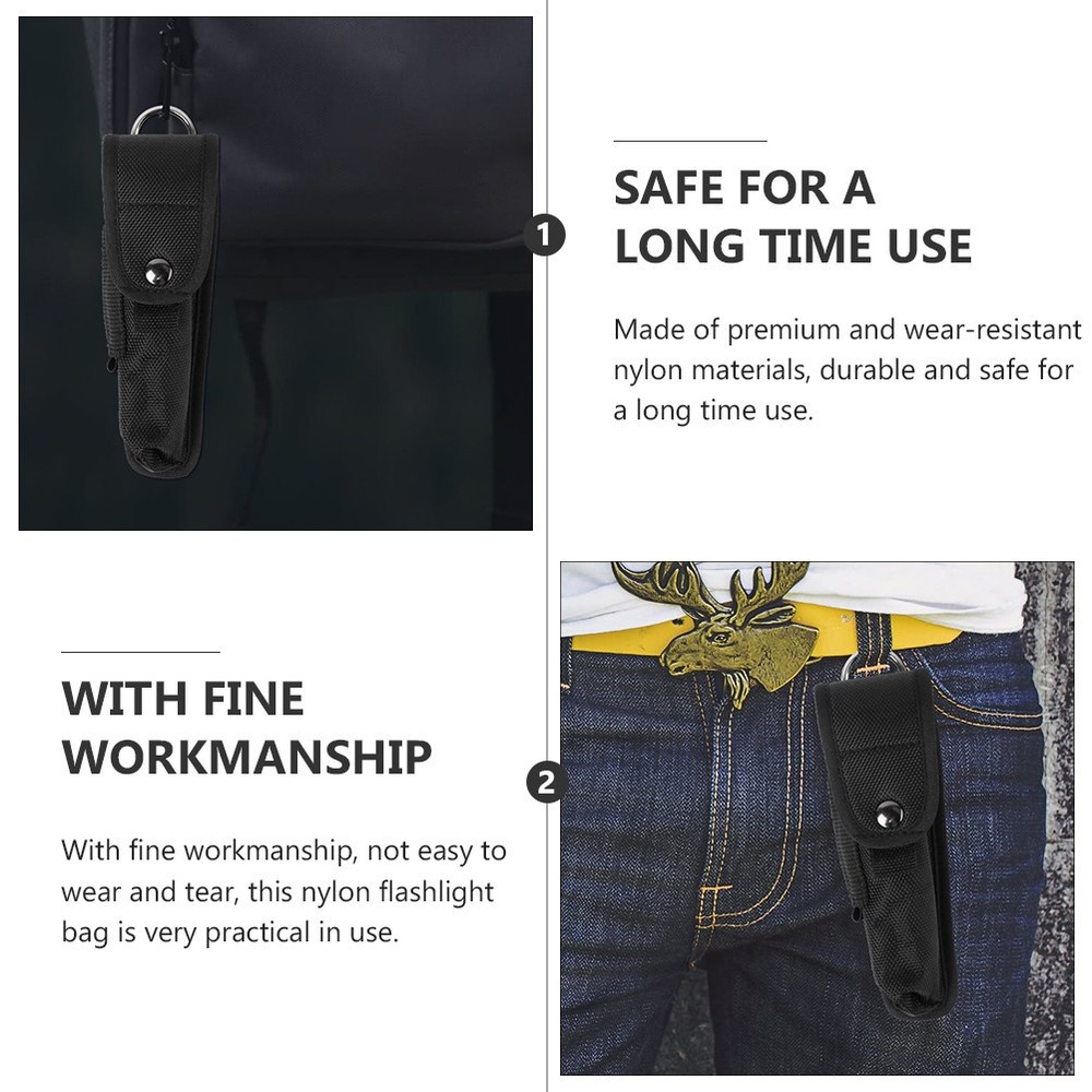 2 Pcs Multi-function Flashlight Pouch Nylon Holder Protective Case