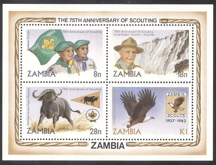 Zambia 1982, Scouts, Animals, Birds MNH.