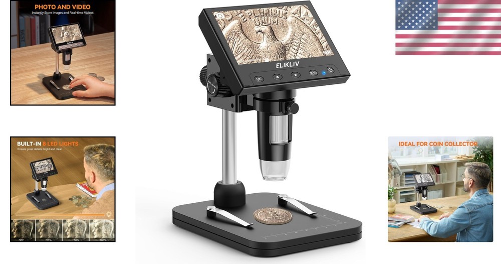 USB Coin Magnifier for Windows/Mac, 1000x Digital Microscope