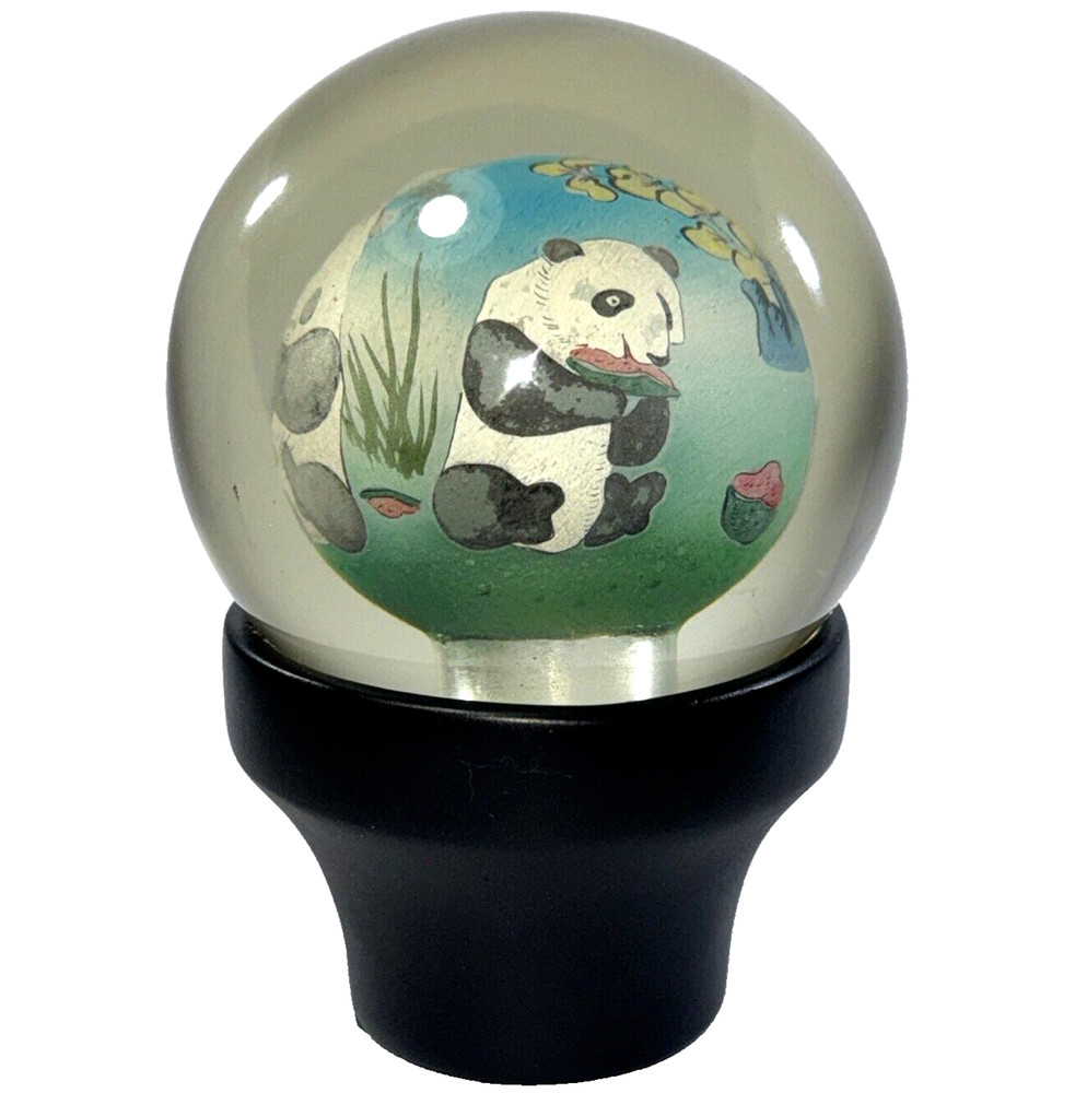 Chinese Hand painted Inside Reverse Art Panda Glass Globe