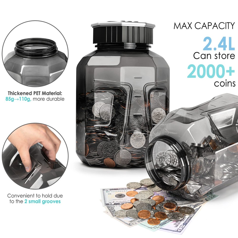 Alcancía digital extragrande para contar monedas con contador LCD