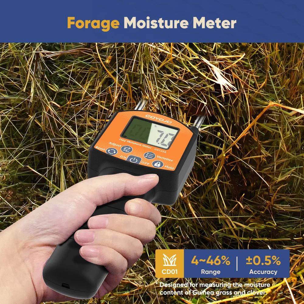 Handheld Hay Moisture Meter Digital Tester for Grass Forage Humidity Content