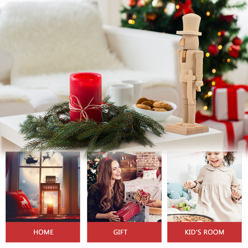 3PCS Graffiti Painting Nutcracker Wooden Nutcracker Unfinished Walnut Soldier